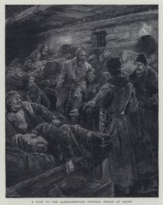 Látogatás az Alexandrofski központi börtönben éjjel (litho) alkotó: Henry Sandham
