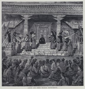 Lámák és hangszereik (litho) alkotó: Henry Sandham