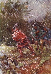 A háborús ösvényen télen (színes litó) alkotó: Henry Sandham