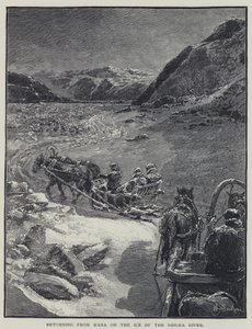 Visszatérve Karából a Shilka folyó jegén (litho) alkotó: Henry Sandham