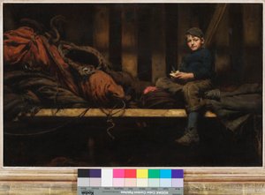 Vacsoraidő – Ambrose Rouffignac a vitorlás padláson, 1883 alkotó: Henry Scott Tuke