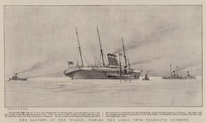 A Párizs megmentése, a vonalhajó bevontatása Falmouth kikötőjébe alkotó: Henry Scott Tuke