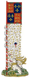 Anglia és Franciaország fegyvereinek zászlója, negyedelve, c1445, 1843. alkotó: Henry Shaw