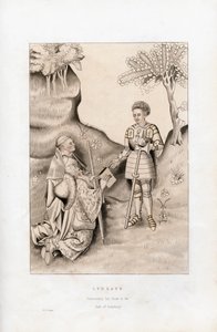 Lydgate bemutatja könyvét Salisbury grófjának, 1426, 1843. alkotó: Henry Shaw