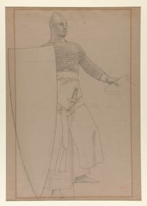 Untitled [Grafit tanulmány a falfestmények díszítéséről a New Jersey állambeli Newark-i Prudential Life Insurance épületének tanácstermében alkotó: Henry Siddons Mowbray