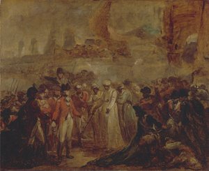 Tipu Sahib, Mysore szultánja két fiának megadása Sir David Bairdnek alkotó: Henry Singleton