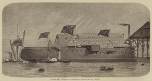 Úszó HMS Sultan ki a dokkból alkotó: Henry Spernon Tozer