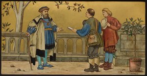 The Justice, Shakespeares Seven Ages illusztrációját ábrázoló emléktábla, Minton ware, Staffordshire, 1874 (zománcozott cserépedény)