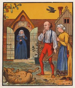 A szabó és a varjú (színes litográfia) alkotó: Henry Stacy (after) Marks