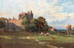 Craigmillar kastély, Edinburgh közelében (színes litográfia)