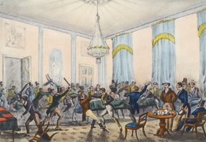 A H--ll of a row in a Hell, Mytton mutatja harc (litho) alkotó: Henry Thomas (after) Alken