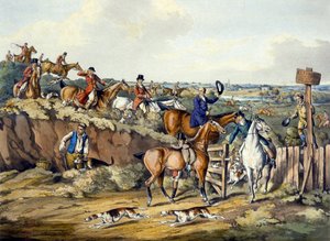 Gone Away, a „Foxhunting”-ből, Thomas Sutherland (1785-1838) metszete (színes litó)