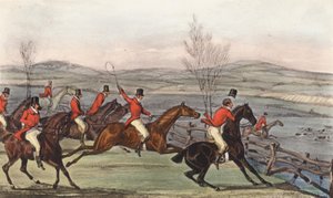 "Most pedig Shropshire becsületére!" A shavingtoni nap; A rivális falkák és következésképpen a rivális lovasok próbája (lithó) alkotó: Henry Thomas (after) Alken