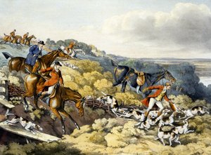A halál, a „Rókavadászat”-ból, Thomas Sutherland (1785-1838) metszete (színes litó) alkotó: Henry Thomas (after) Alken