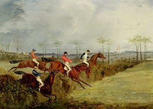 Egy akadályverseny, sövény és árok felvétele alkotó: Henry Thomas Alken