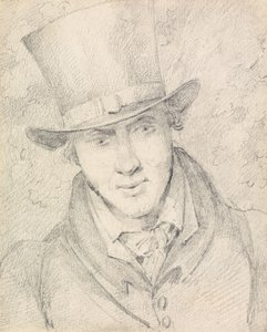 Önarckép, szemből, jobbra lefelé tekintve, cilinderben alkotó: Henry Thomas Alken