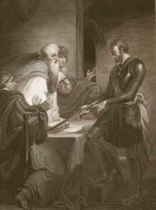 Earl Warenne igazolja birtokai címeit, J. Fittler metszete, illusztráció David Hume „Anglia története” című kocsmájából. R. Bowyer, London, 1812 alkotó: Henry Tresham