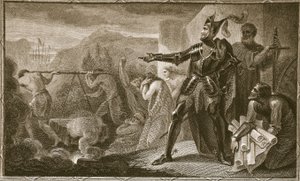 I. Edward eltávolítja a követ Scone-ból, Neagle gravírozása, illusztráció David Hume 