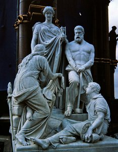Manufaktúrák, szoborcsoport az Albert-emlékműből, 1876-ban elkészült (gránit)