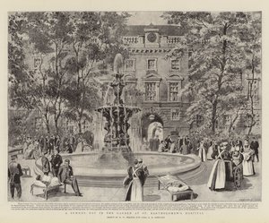 Nyári nap a Szent Bertalan Kórház kertjében alkotó: Henry William Brewer