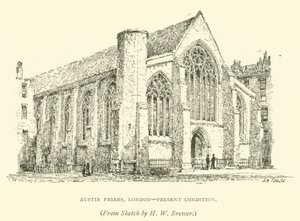 Austin Friars, London, jelenlegi állapot (metszet) alkotó: Henry William Brewer