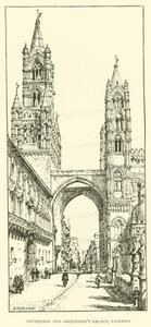 Katedrális és érseki palota, Palermo (metszet) alkotó: Henry William Brewer