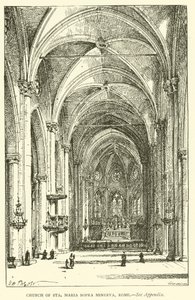 Sta Maria Sopra Minerva templom, Róma (metszet) alkotó: Henry William Brewer