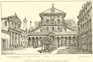 Szent Péter-templom külseje, Róma, Szent Ignác kora (metszet) alkotó: Henry William Brewer