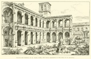 Szent Márk palota és bazilikája, a pápai rezidencia Szent Ignatius idején (gravírozás) alkotó: Henry William Brewer