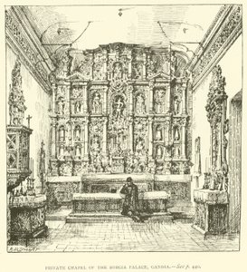 A Borgia-palota privát kápolnája, Gandia (metszet) alkotó: Henry William Brewer