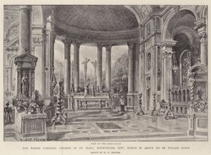 A lebontás előtt álló Szent Mária római katolikus templom, Moorfields, City alkotó: Henry William Brewer
