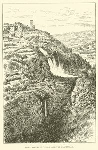 Villa Mecenate, Tivoli és a Cascatelle (metszet) alkotó: Henry William Brewer