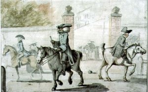 Jelenet egy oxfordi főiskola bejárati kapujánál (nyomtatott) alkotó: Henry William Bunbury
