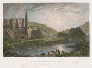 Nagyolvasztó kemencék vasgyártáshoz Coalbrookdale-ben, Shropshire, C1830 alkotó: Henry Winsor Bond