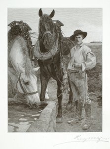 Lovak az itatóvályúnál alkotó: Henry Wolf