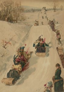 Szánkózás, L. Prang and Co., 1886 (akvatinta)