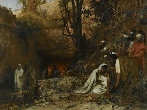 Keresztényüldözők a katakombák bejáratánál, 1874 alkotó: Henryk Siemiradzki