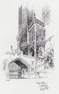 Híd és veranda a Middle Temple Könyvtárhoz (metszet) alkotó: Herbert (after) Railton