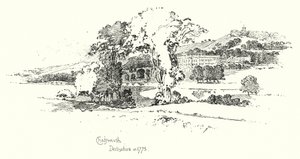 Chatsworth, Derbyshire, 1775-ben (litho) alkotó: Herbert (after) Railton