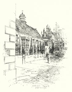 Coney Court, Grays Inn, 1780-ban (litho) alkotó: Herbert (after) Railton