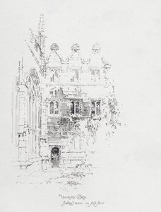 Percy Bysshe Shelley angol költő szobája az oxfordi University College első emeletén (litho)