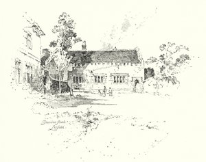 Gimnázium, Lichfield, ahol Dr. Johnson járt iskolába (litho) alkotó: Herbert (after) Railton
