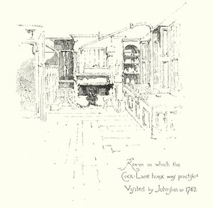 Szoba, amelyben a Cock-Lane Ghost álhírt gyakorolták, Dr. John meglátogatta 1762-ben (litho)