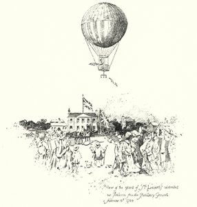 Kilátás Mr Lunardi Celebrated Air Balloonjának emelkedésére a tüzérségi földről alkotó: Herbert (after) Railton