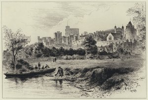 Windsori kastély a Berkshire partról (metszet) alkotó: Herbert (after) Railton