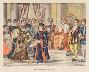 Shakespeare fiataloknak: A velencei kalmár (színes litográfia)