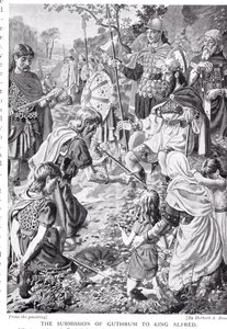 Guthrum behódolása Alfréd királynak, illusztráció a "Hutchinson