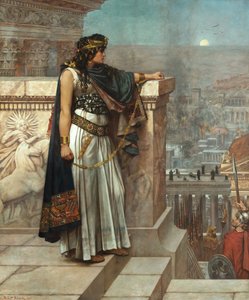 Római ókor: "Zenobia utolsó pillantása Palmürára"" Palmürai császárné Septimia Bathzabbai Zenobia Aurelianus római császár elfogta, el kell hagynia királyságát, 272"" Herbert Gustave Schmalz (1856-1935) festménye 1888-as művészeti galéria oh