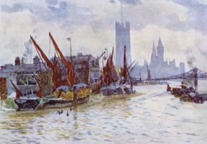 Szénabárkák a lovaskompon, Westminsterben (színes litó)