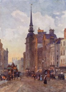 Lenézés a Ludgate-hegyre a Szent Pál lépcsőjéről (színes litó)